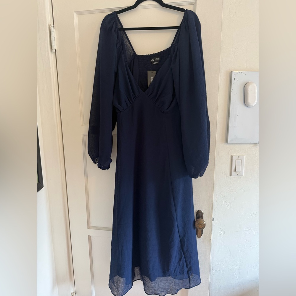 City Chic Flirty Midi Dress - Navy